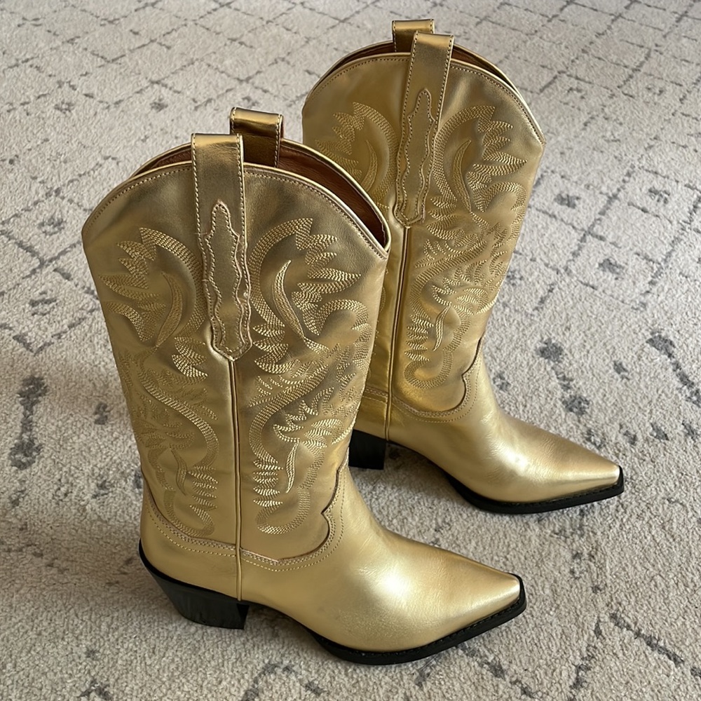 Jeffrey Campbell gold 🌟Daggett boots